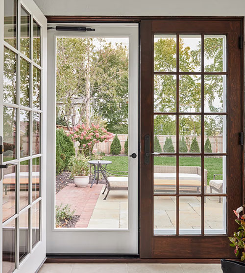 Double Doors with Grid Windows